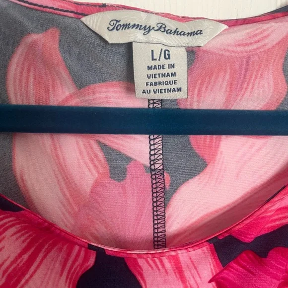 TOMMY BAHAMA Orchid Rua Floral Shift Dress, Island Navy, LARGE L - Picture 4 of 8